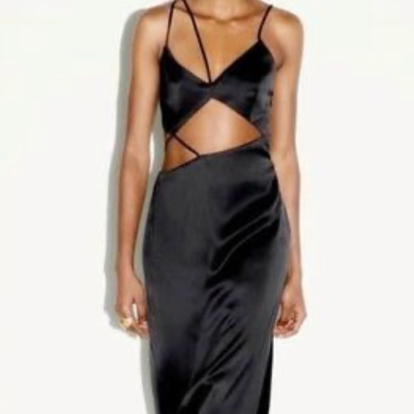 ZARA satin cutout dress black - medium - Picture 4 of 4